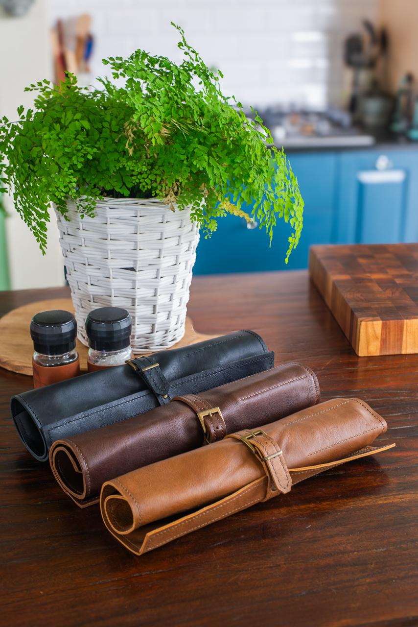 Leather Roll-up Knife bag