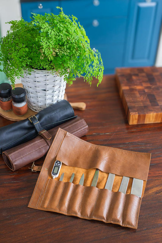 Leather Roll-up Knife bag