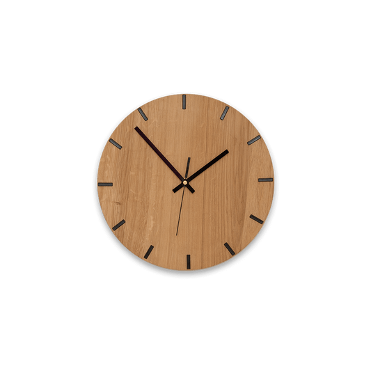Orm Oak Clear Coat Wall Clock – Solid Wood Minimalist Design (Bold or Sleek Style)