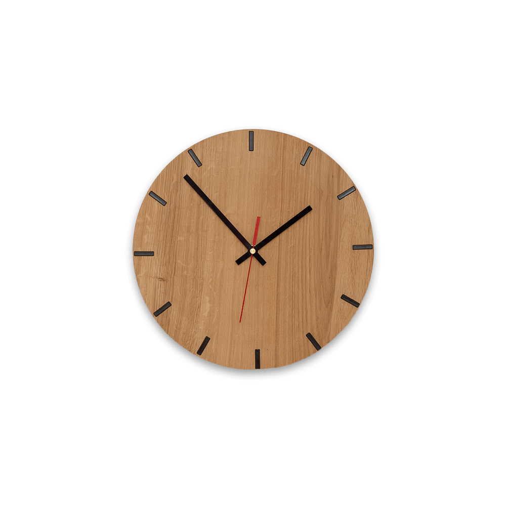 Orm Oak Clear Coat Wall Clock – Solid Wood Minimalist Design (Bold or Sleek Style)