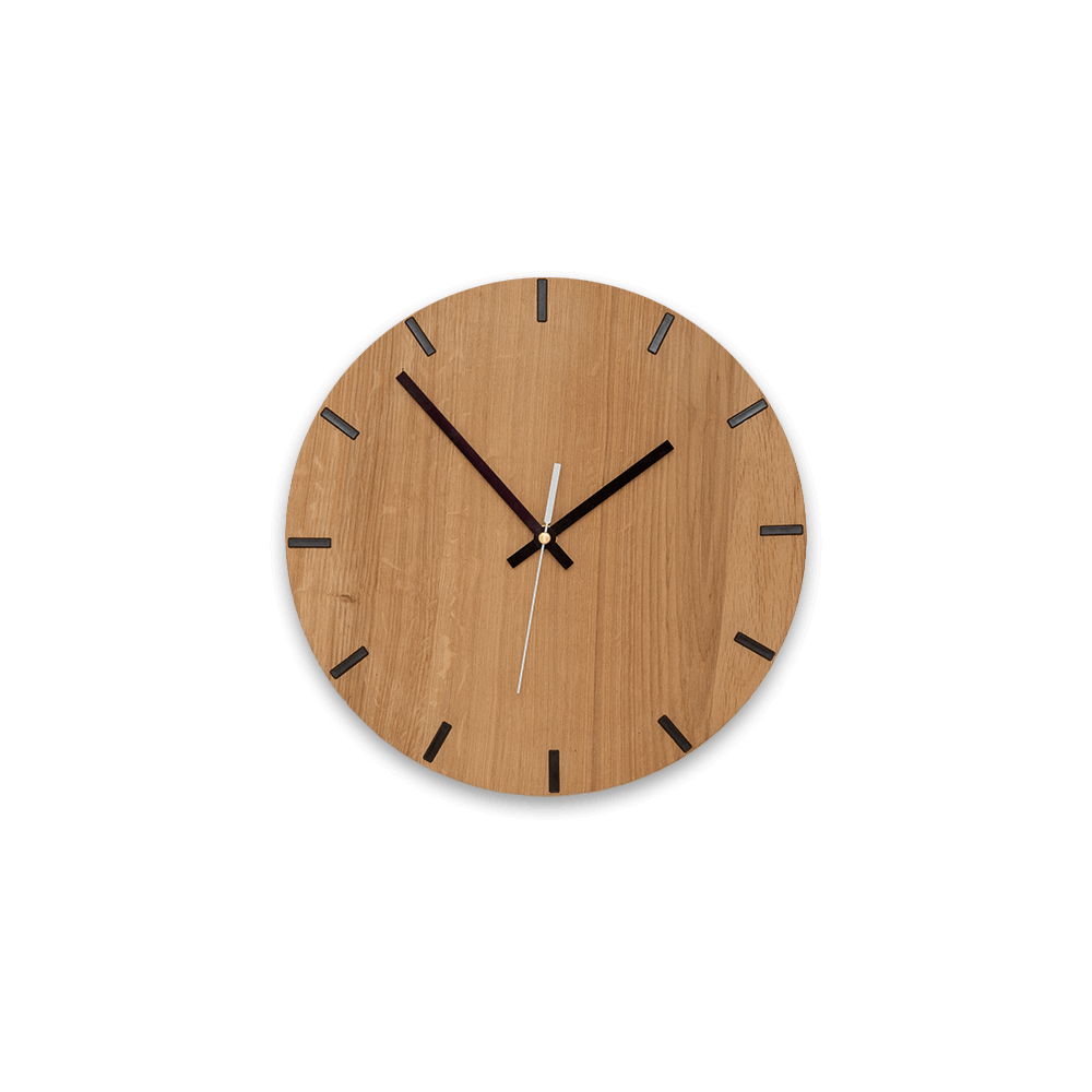 Orm Oak Clear Coat Wall Clock – Solid Wood Minimalist Design (Bold or Sleek Style)